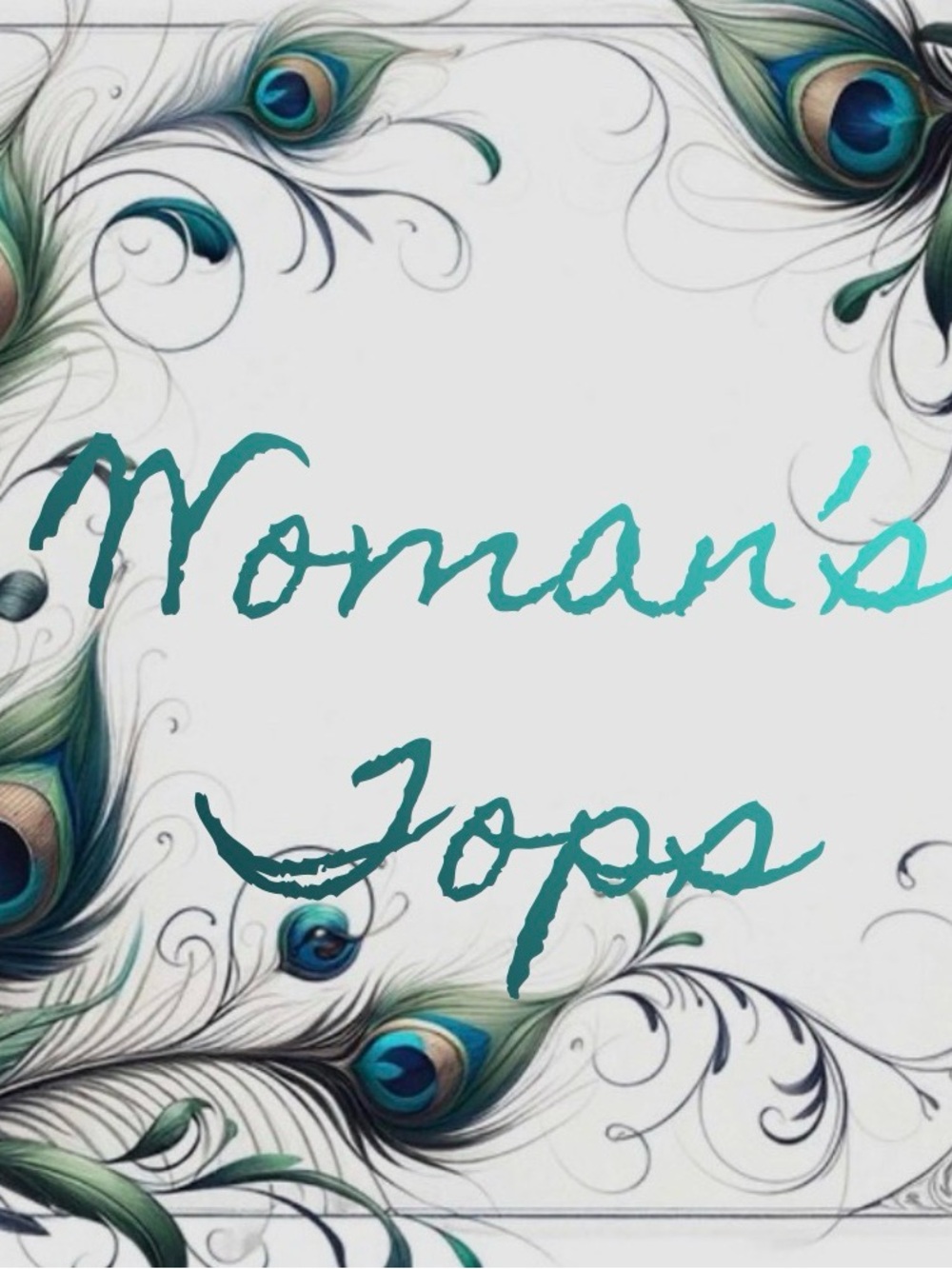 Women's Tops Teal Script Graphic (Peacock Motif)